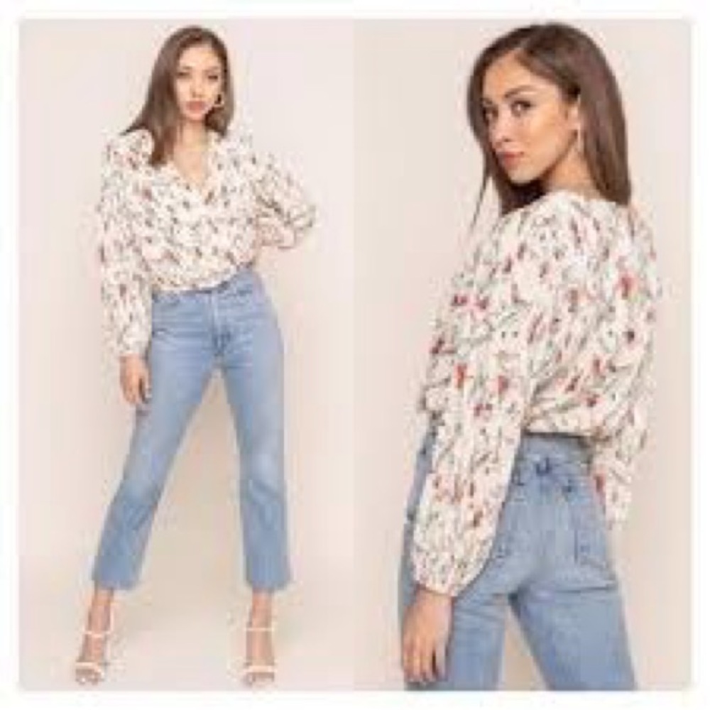 Astr women's top size M‎ romantic regal boho bohemian balloon sleeve - Picture 2 of 10